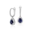 Earrings | Blue Nile Pear Sapphire And Diamond Pav Drop Earrings In 18K White Gold (7X5Mm)