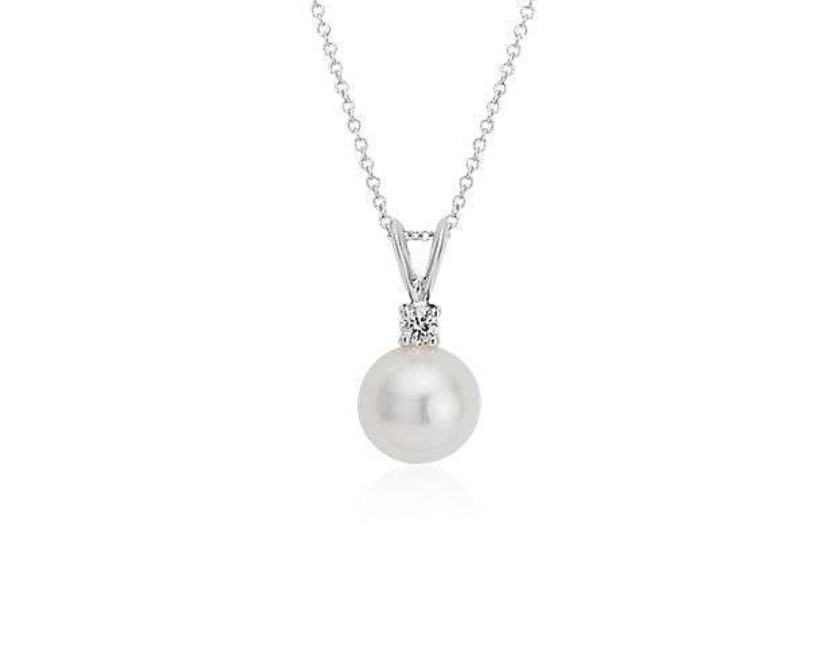 Necklaces | Blue Nile South Sea Cultured Pearl And Diamond Pendant In 18K White Gold (9.0-9.5Mm)