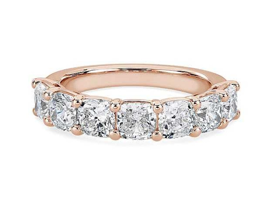 Women'S Rings | Blue Nile Seven Stone Cushion Lab Grown Diamond Ring In 14K Rose Gold (3 Ct. Tw.)