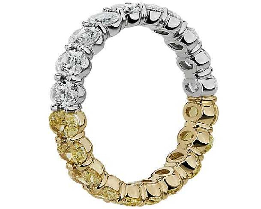 Women'S Rings | Blue Nile Oval Half And Half Yellow Diamond Eternity Ring In 18K Yellow And White Gold (3 1/3 Ct. Tw.)