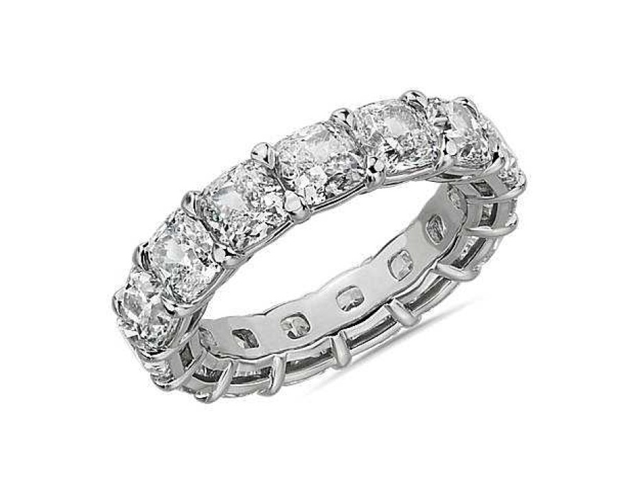 Women'S Rings | Blue Nile Cushion Cut Diamond Eternity Ring In 14K White Gold (8 Ct. Tw.)