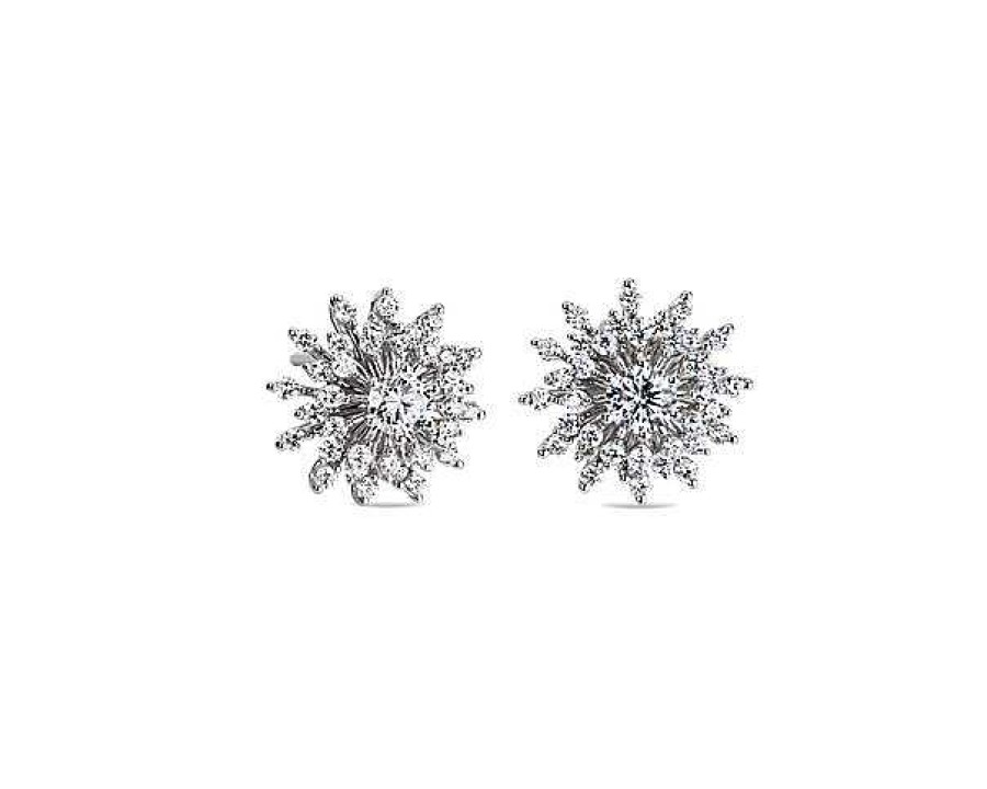 Earrings | Blue Nile Sunburst Diamond Stud Earrings In 14K White Gold (1 Ct. Tw.)