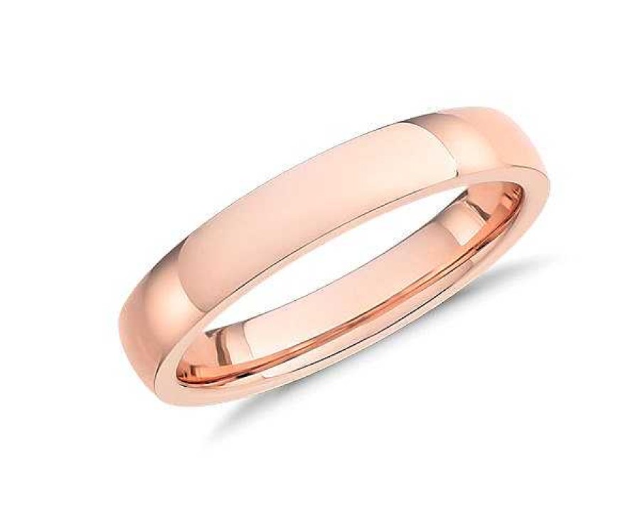 Men'S Rings | Blue Nile Low Dome Comfort Fit Wedding Ring In 14K Rose Gold (4Mm)