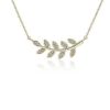 Necklaces | Blue Nile Diamond Vertical Leaf Necklace In 14K Yellow Gold (1/10 Ct. Tw.)