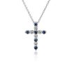 Necklaces | Blue Nile Floating Blue Sapphire And Diamond Cross Shape Pendant In 14K White Gold