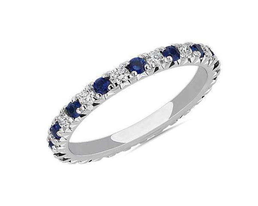 Women'S Rings | Blue Nile French Pav Sapphire And Diamond Eternity Ring In Platinum (1.8Mm)