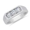 Men'S Rings | Blue Nile Men'S Trio Diamond Band In Platinum (3.5 Mm, 1 Ct. Tw.)