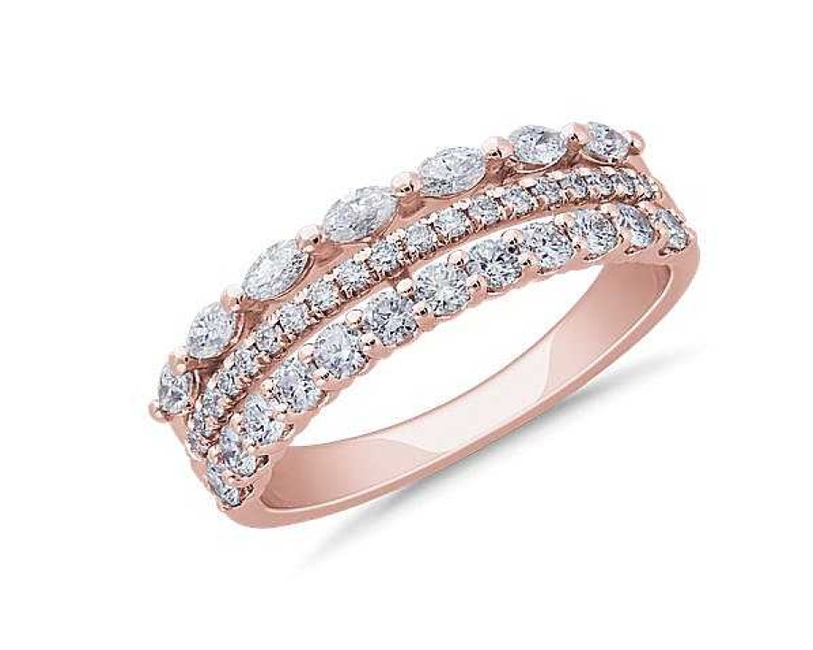 Rings | Blue Nile 3 Row Stacking Ring In 18K Rose Gold (3/4 Ct. Tw.)