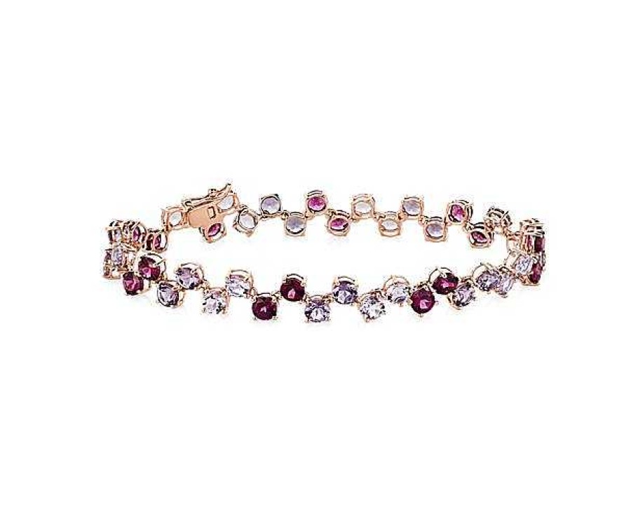 Bracelets | Blue Nile Amethyst And Rhodolite Bracelet In 14K Rose Gold