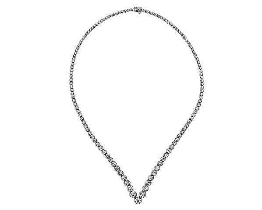 Necklaces | Blue Nile Diamond Chevron Eternity Necklace In 14K White Gold (15 Ct. Tw.)