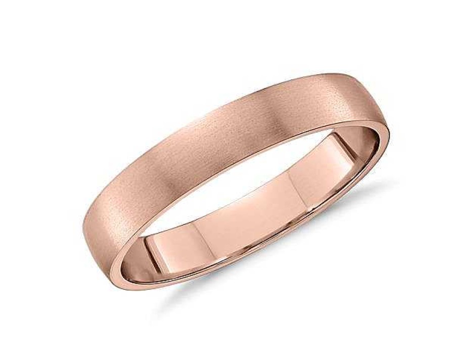 Men'S Rings | Blue Nile Matte Classic Wedding Ring In 14K Rose Gold (4Mm)