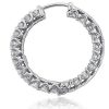 Earrings | Blue Nile Diamond Eternity Hoop Earrings In 18K White Gold (3 1/2 Ct. Tw.)