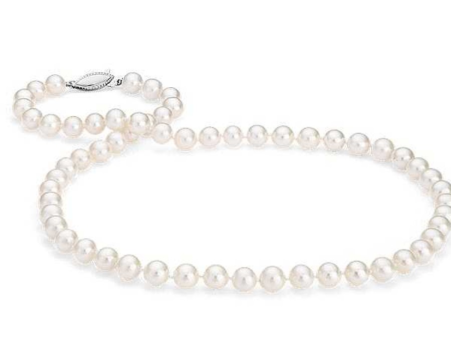 Necklaces | Blue Nile 16" Freshwater Cultured Pearl Strand Necklace In14K White Gold (7.0-7.5Mm)