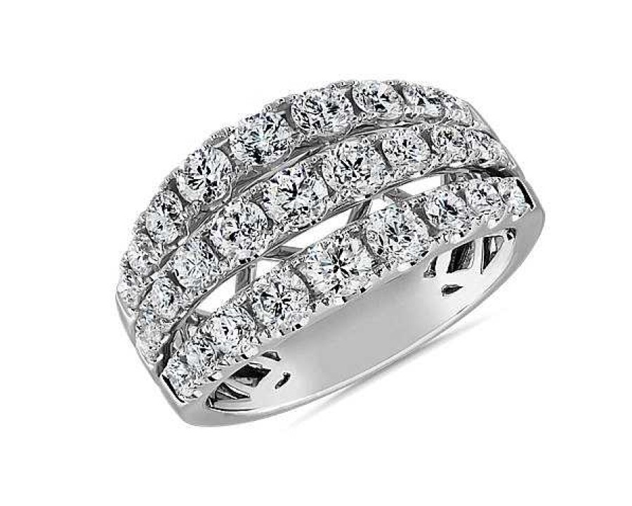 Rings | Blue Nile Three Row Graduated Diamond Fashion Ring In 14K White Gold (2 1/4 Ct. Tw.)