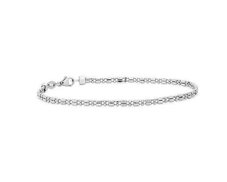 Bracelets | Blue Nile 7.5" Bead Link Bracelet In 14K White Gold (2 Mm)