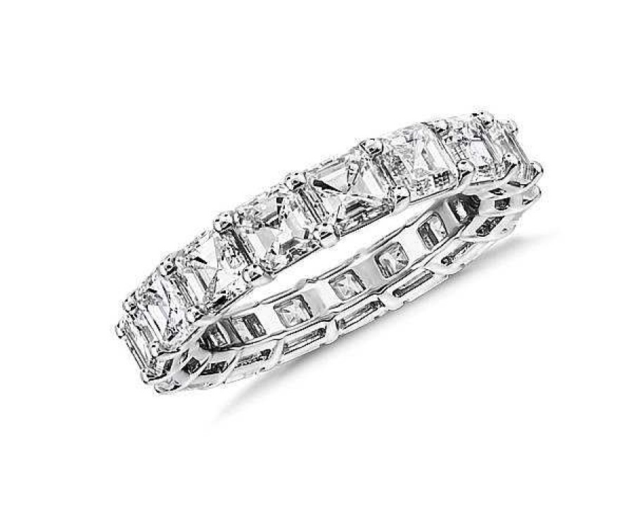 Women'S Rings | Blue Nile Asscher Cut Diamond Eternity Ring In 14K White Gold (6 Ct. Tw.)