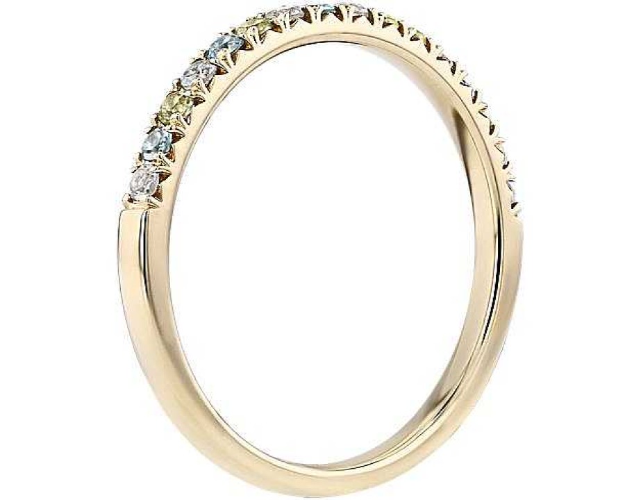 Rings | Blue Nile Petite Blue Topaz, White Topaz And Peridot Ring In 14K Yellow Gold (1.5Mm)