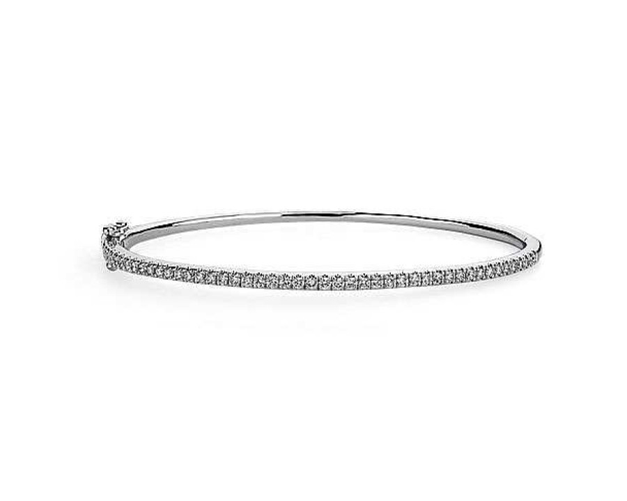 Bracelets | Blue Nile Riviera Pav Diamond Bangle In 14K White Gold (3/4 Ct. Tw.)