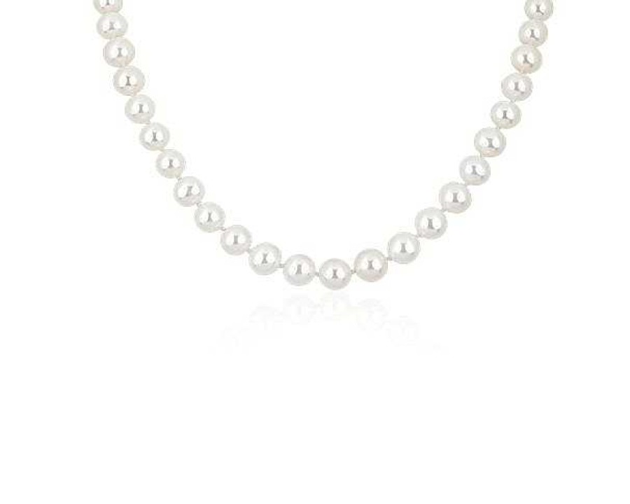 Necklaces | Blue Nile 18" Freshwater Pearl Graduated Strand Necklace In 14K White Gold (8-10Mm)