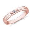 Men'S Rings | Blue Nile Diagonal Channel Set Round Solitaire Diamond Ring In 14K Rose Gold (.05 Ct. Tw.)