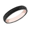 Men'S Rings | Blue Nile Hammered Flat Edge Contemporary Ring In Tungsten And 14K Rose Gold (4Mm)