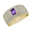 Rings | Blue Nile Emerald Cut Bezel Set Amethyst Pav Ring In 14K Yellow Gold (1 Ct. Tw.)