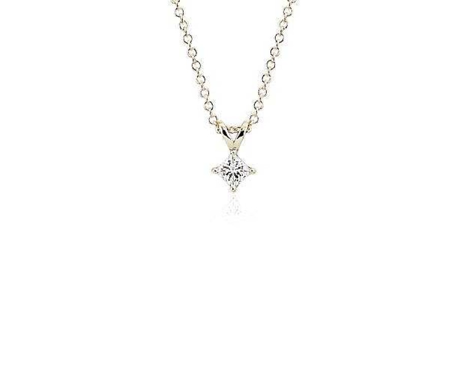 Necklaces | Blue Nile Princess Cut Diamond Solitaire Pendant In 14K Yellow Gold (1/3 Ct. Tw.)