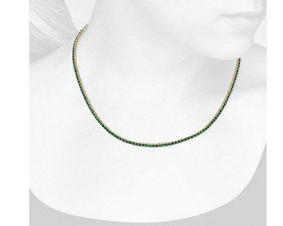 Necklaces | Blue Nile 17.5" Emerald Eternity Necklace In 14K Yellow Gold