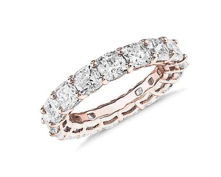 Women'S Rings | Blue Nile Cushion Cut Diamond Eternity Ring In 14K Rose Gold (6 Ct. Tw.)