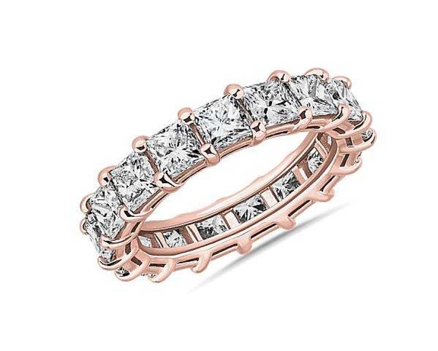 Women'S Rings | Blue Nile Princess Cut Diamond Eternity Ring In 14K Rose Gold (6 Ct. Tw.)