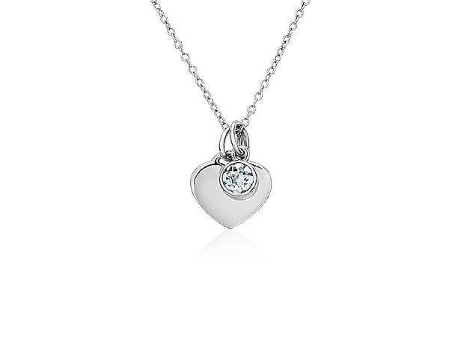 Necklaces | Blue Nile Aquamarine Heart Pendant In Sterling Silver (4.5Mm)