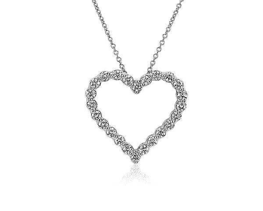 Necklaces | Blue Nile Floating Diamond Heart Pendant In 14K White Gold (1 Ct. Tw.)