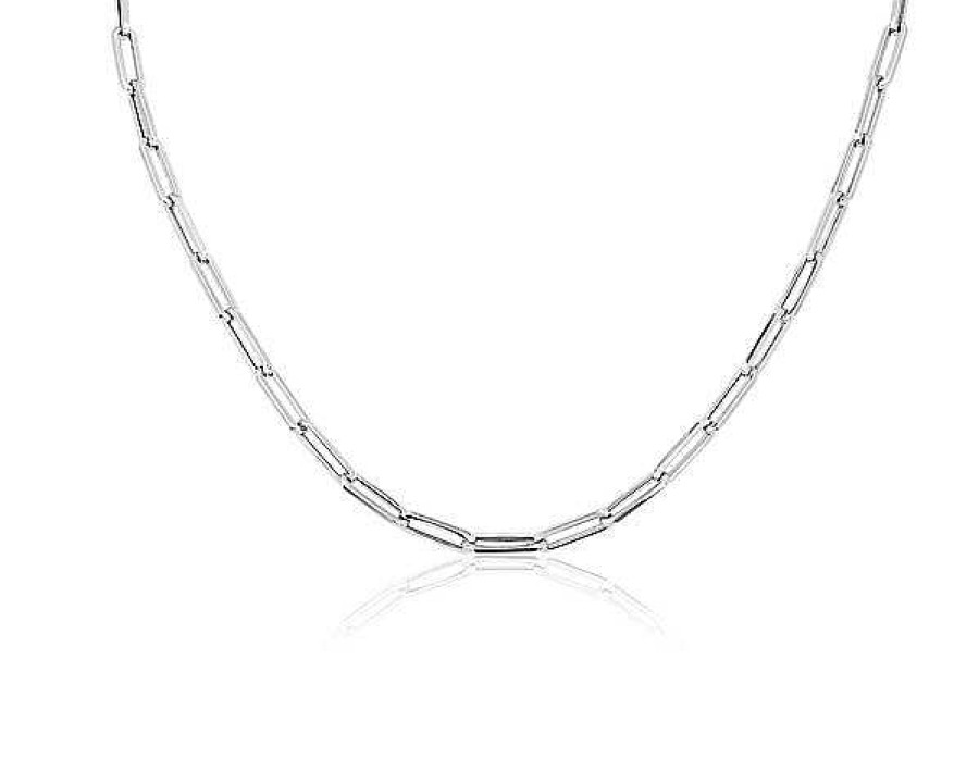 Necklaces | Blue Nile 18" Medium Paperclip Necklace In 14K Italian White Gold (4Mm)