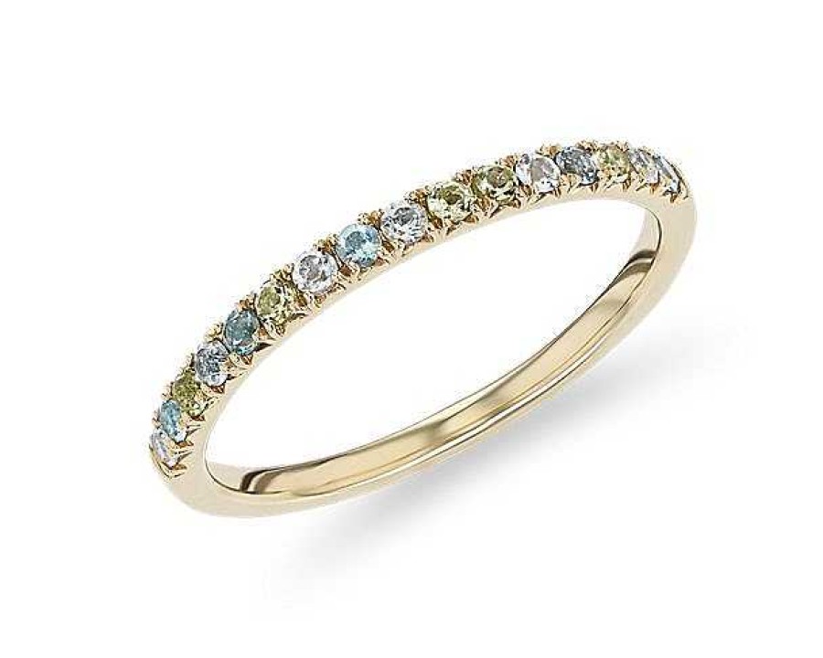 Rings | Blue Nile Petite Blue Topaz, White Topaz And Peridot Ring In 14K Yellow Gold (1.5Mm)