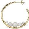 Earrings | Blue Nile Freshwater Cultured Floating Pearl Hoop Earrings In 14K Yellow Gold (3-7Mm)