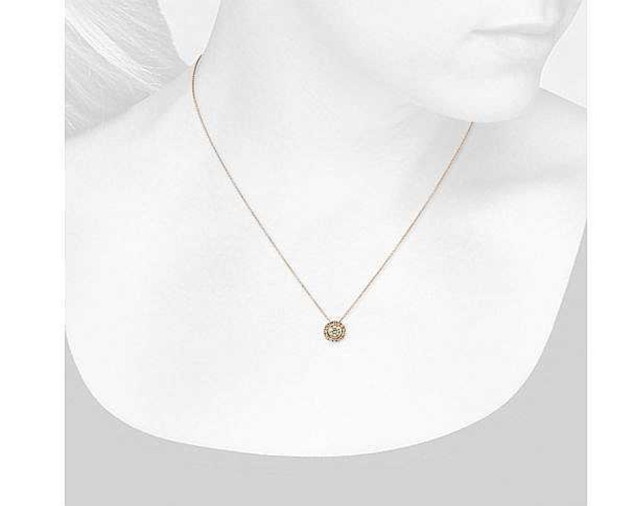 Necklaces | Blue Nile Champagne Diamond Halo Pendant In 14K Rose Gold (1/2 Ct. Tw.)