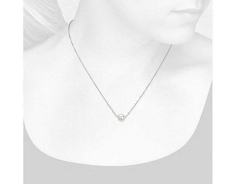 Necklaces | Blue Nile Classic Akoya Cultured Pearl Floating Pendant In 14K White Gold (7.5Mm)