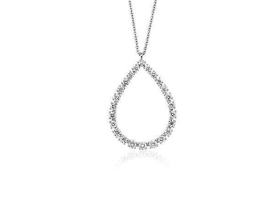 Necklaces | Blue Nile Diamond Teardrop Pendant In 14K White Gold (1 3/8 Ct. Tw.)