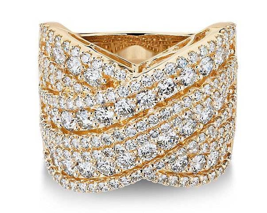 Rings | Blue Nile Multi-Row Diamond Crossover Ring In 14K Yellow Gold (3 Ct. Tw.)