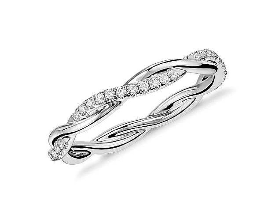 Women'S Rings | Blue Nile Petite Twist Diamond Eternity Ring In Platinum (1/5 Ct. Tw.)