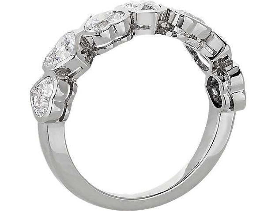 Women'S Rings | Blue Nile 7 Stone Heart Bezel Diamond Anniversary Ring In Platinum (1 3/4 Ct. Tw.)