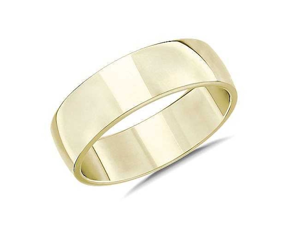 Men'S Rings | Blue Nile Skyline Comfort Fit Wedding Ring In 18K Yellow Gold (7Mm)