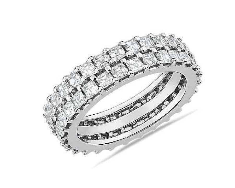 Rings | Blue Nile Two Row Asscher Comfort Fit Diamond Eternity Ring In Platinum (2 1/2 Ct. Tw.)