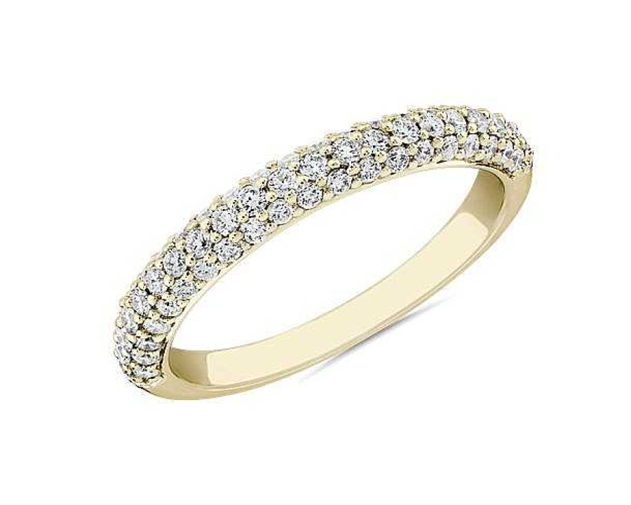 Rings | Blue Nile Three Row Dome Pav Anniversary Ring In 14K Yellow Gold (1/2 Ct. Tw.)