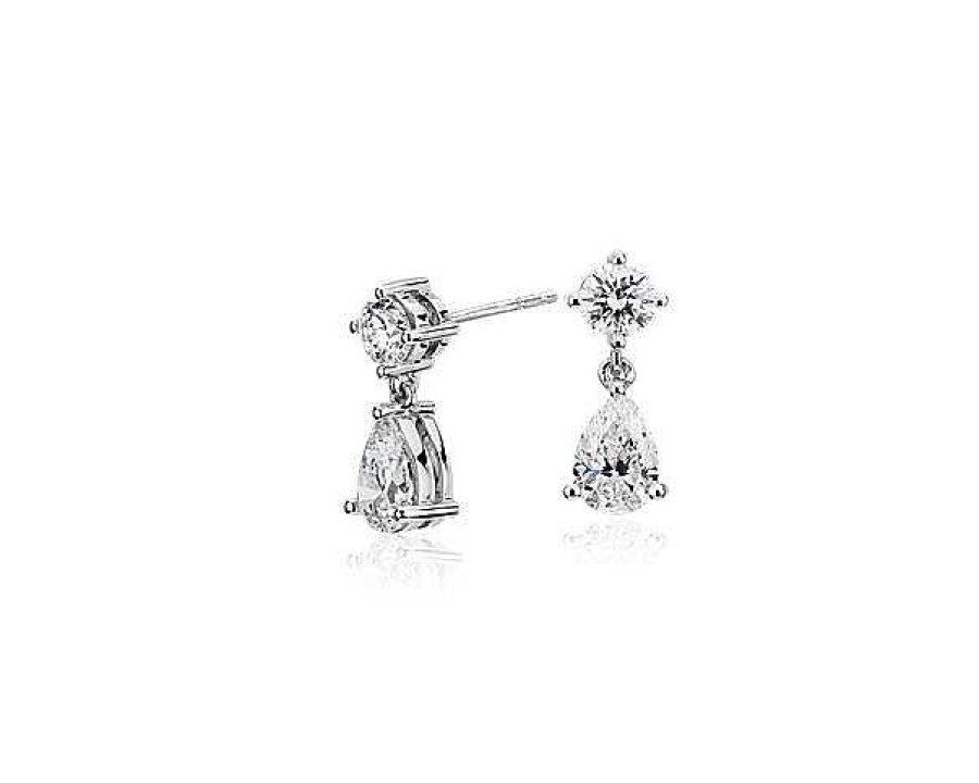 Earrings | Blue Nile Canadian Diamond Drop Earrings In 18K White Gold (1.50 Ct. Tw.)