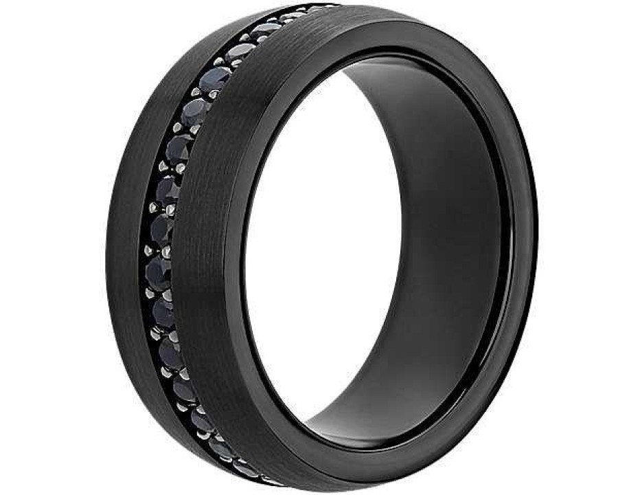 Rings | Blue Nile Deep Blue Sapphire Eternity Wedding Ring In Tungsten (8 Mm)