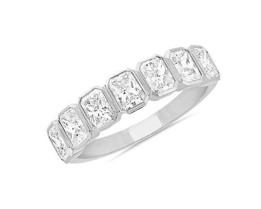 Women'S Rings | Blue Nile 7 Stone Radiant Bezel Diamond Anniversary Ring In Platinum (1 5/8 Ct. Tw.)