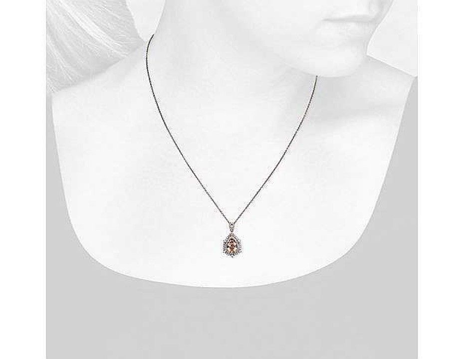 Necklaces | Blue Nile Pear Shaped Morganite And Diamond Double Halo Pendant In 14K Rose Gold