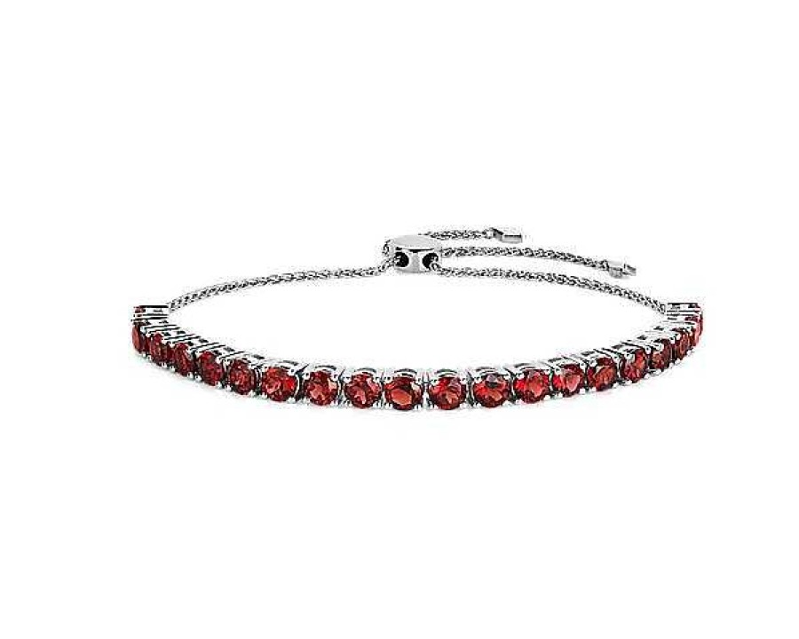 Bracelets | Blue Nile Garnet Bolo Bracelet In Sterling Silver