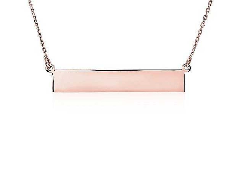 Necklaces | Blue Nile 18" Bar Necklace In 14K Rose Gold (1 Mm)